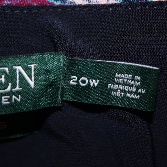 Lauren Ralph Lauren Dress NEW $164 Sz 20W Navy Multi Floral Spring Poly Dress - Picture 12 of 16
